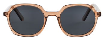 Das Bild zeigt die Kindersonnenbrille 722101 in braun transparent von vorne.